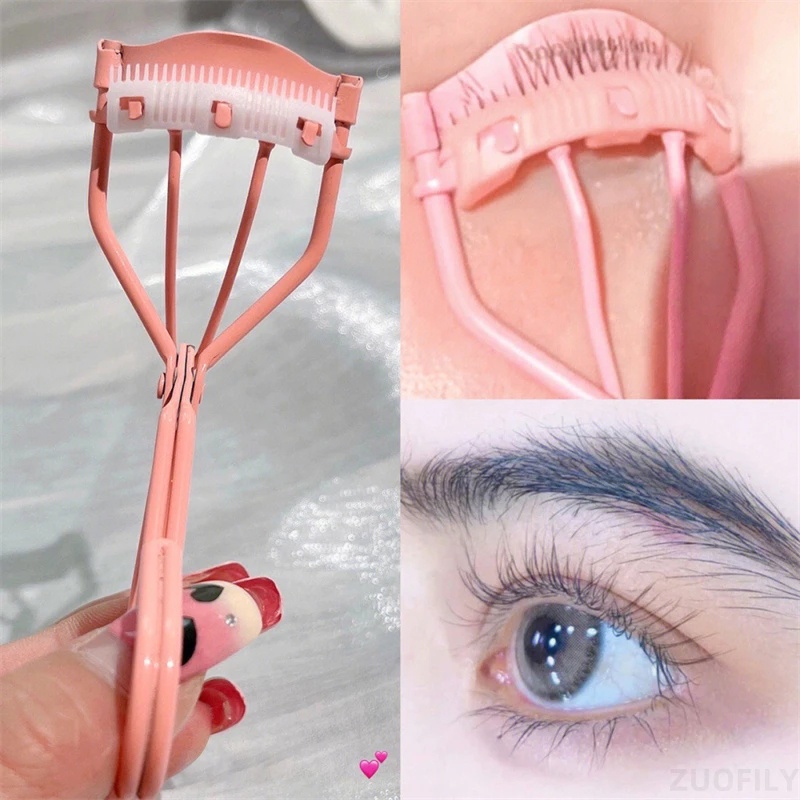 MAANGE Pink Eyelash Curler with Eyelash Comb Handheld Long Lasting Metal Eyelash Curler Clip Big Eye Cosmetic Tools Women Acces