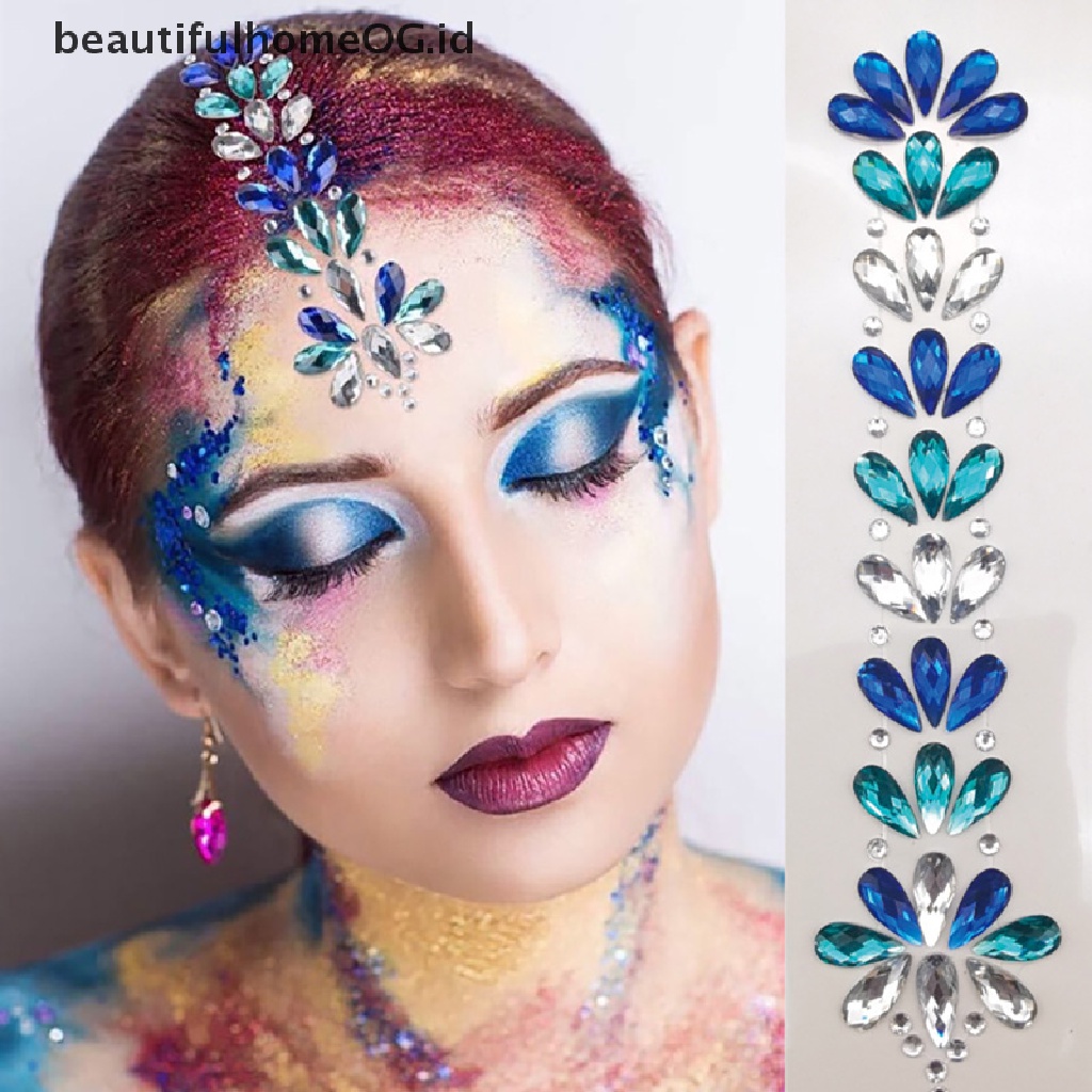 // Lebaran// Headpiece Dahi Kristal 3D Sticker Hair Jewels Glitter Face Body Tattoo Stick **