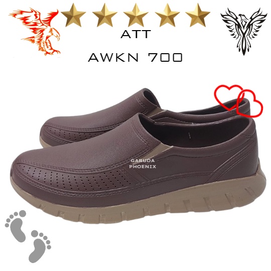 Sepatu Slip On Pria ATT AWKN 700 Cokelat Karet Anti Air Lentur 39-43