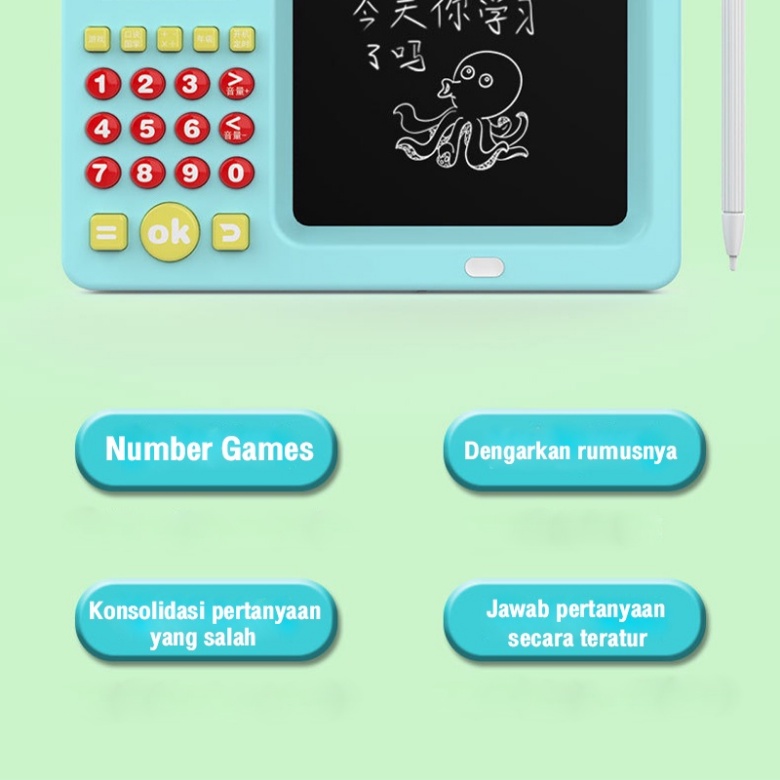 Mainan Edukasi 2in1 Belajar MATEMATIKA Papan Tulis Anak LCD Writing Color Board Kalkulator USB Charge Berisi Papan Tulis and pensil 6-12 Usia