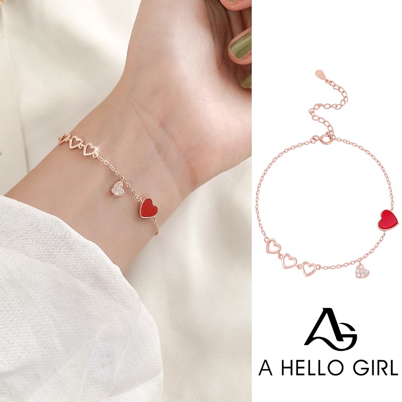 Korean Diamond Hollow Heart Love Charm Bracelets &amp; Bangles for Women Jewelry Girl Party Gifts