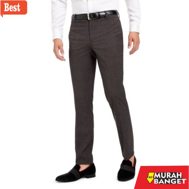 Celana untuk kerja terbaru- Celana Panjang Katun Coklat Pria Celana Kerja Slim Fit