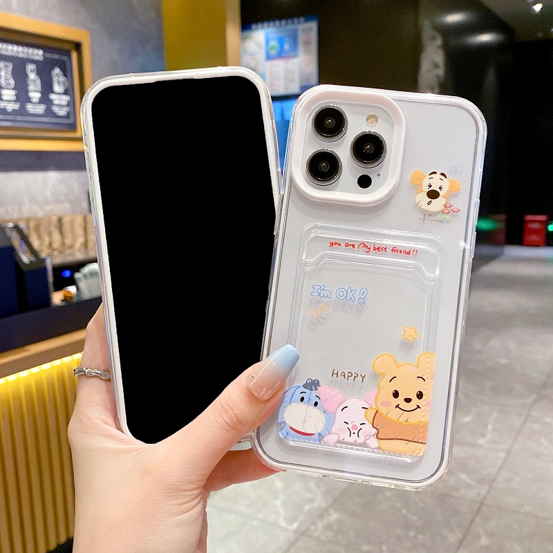 IPHONE 3in1 case Pelindung Desain Lengan Kartu Untuk Iphone14 13 12 11 Pro Max Kartun Winnie Bear X XR XS Max7 8 Plus