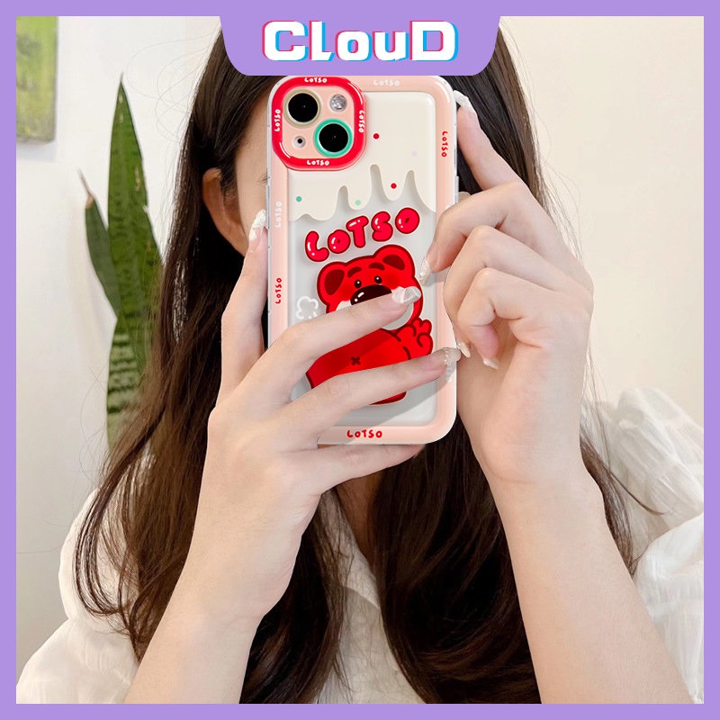 Kartun Strawberry Bear Manyo Case Realme C35 C21Y C33 C12 C15 C25 C25Y C25s C20A C11 2020 C1 5i 6i 5 5s C20 C11 2021 C3 C2 Cute Winnie the Pooh Lembut Shockproof Airbag Cover Sarung Penutup