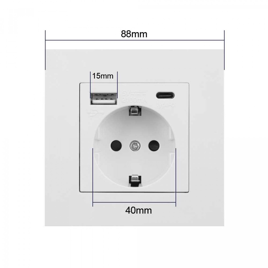 Stop Kontak Dinding Colokan Port USB Type-C Soket Listrik  Plug EU