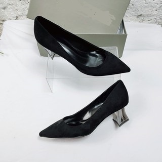 Sepatu Kantor Wanita Suede Transparan Heels 360