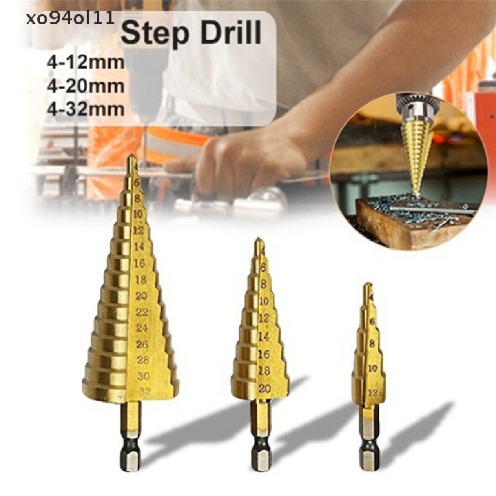 Xo Besar HSS Steel Step Cone Drill Titanium Bit Set Pemotong Lubang 4-12/20/32mm OL