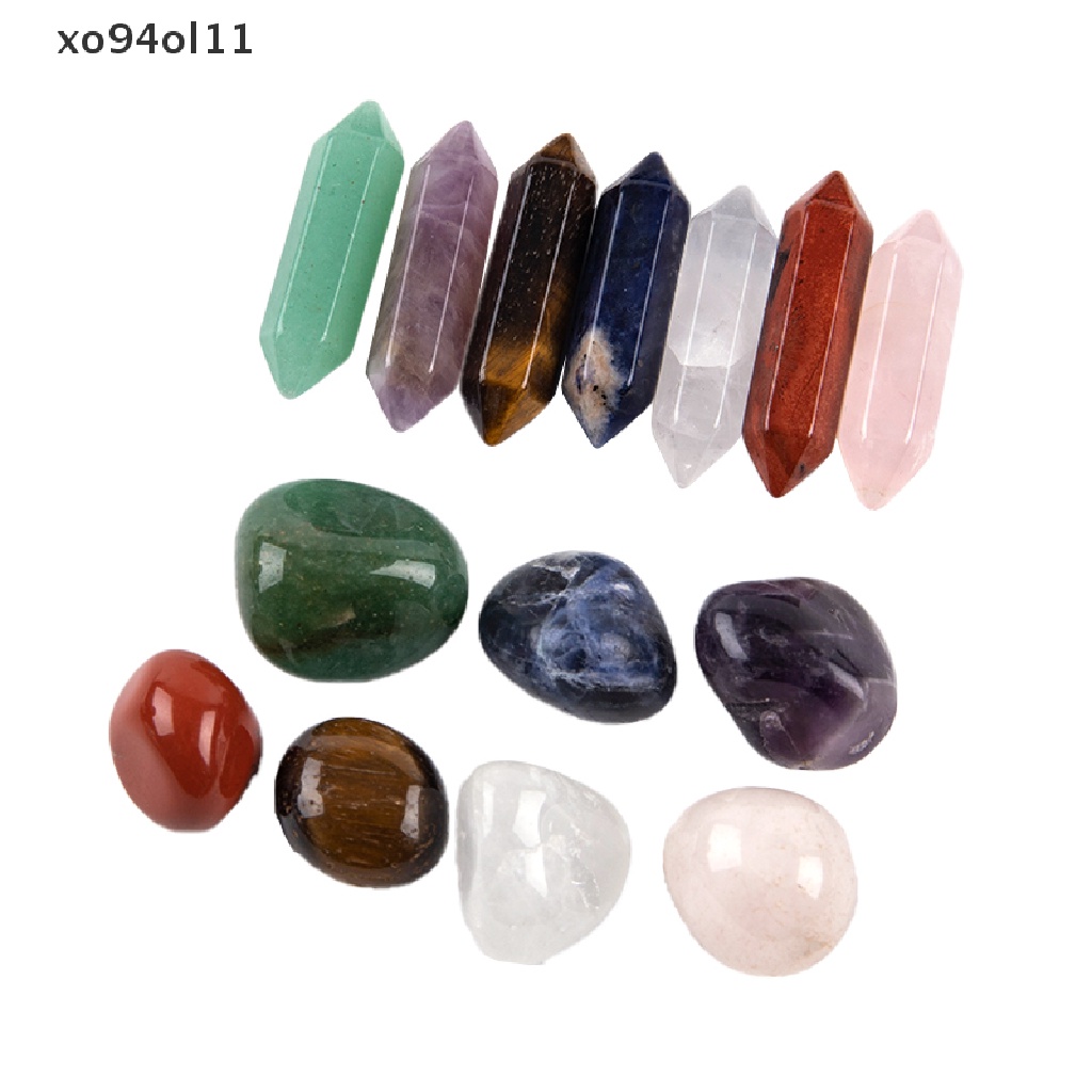 Xo 14pcs Seven Chakra Energy Healing Stone Natural Crystal Gemstone Ornaments Hadiah OL