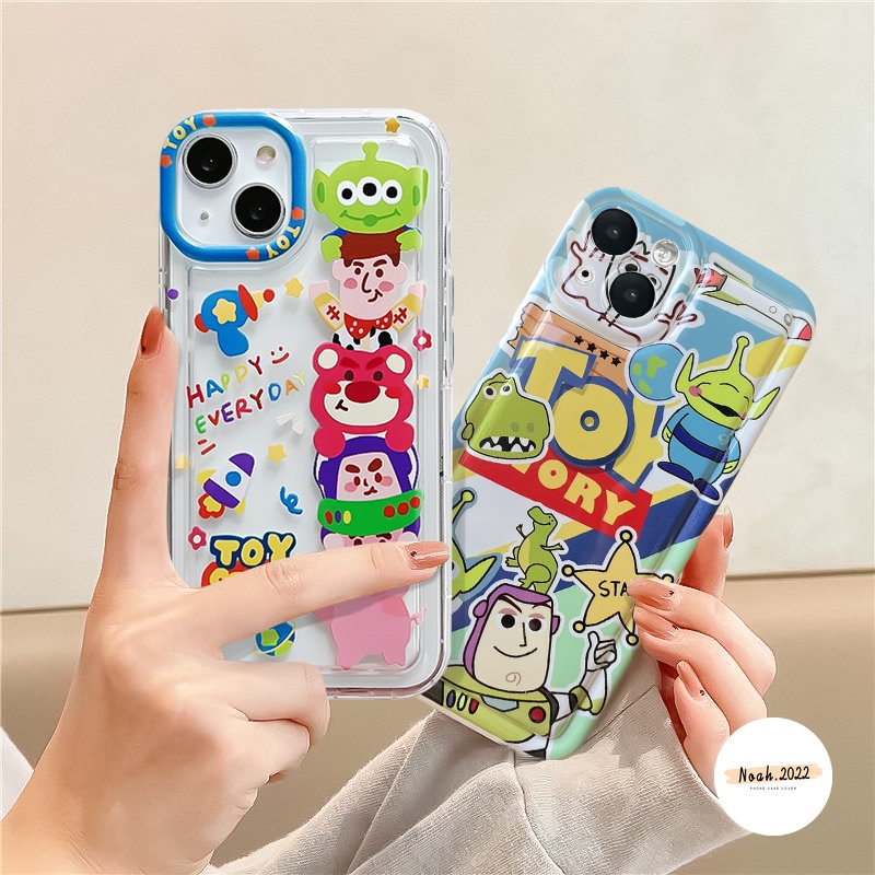 Kartun Buzz Lightyear Alien Case Kompatibel Untuk IPhone XR 7Plus 14 13 11 12 Pro MAX X XS MAX 6 6S Plus Telepon Toy Story Lucu Shockproof Airbag Lembut Tpu Penutup Belakang