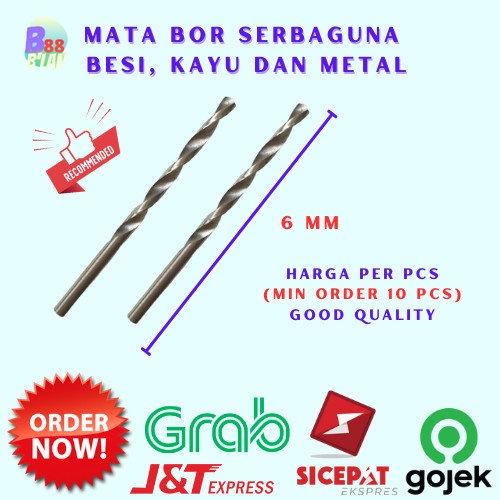Mata Bor Besi Metal Kayu Drill BIt HSS 6 mm Mata Bor Serba guna Bagus B88 Termurah Mata Bor Besi HSS