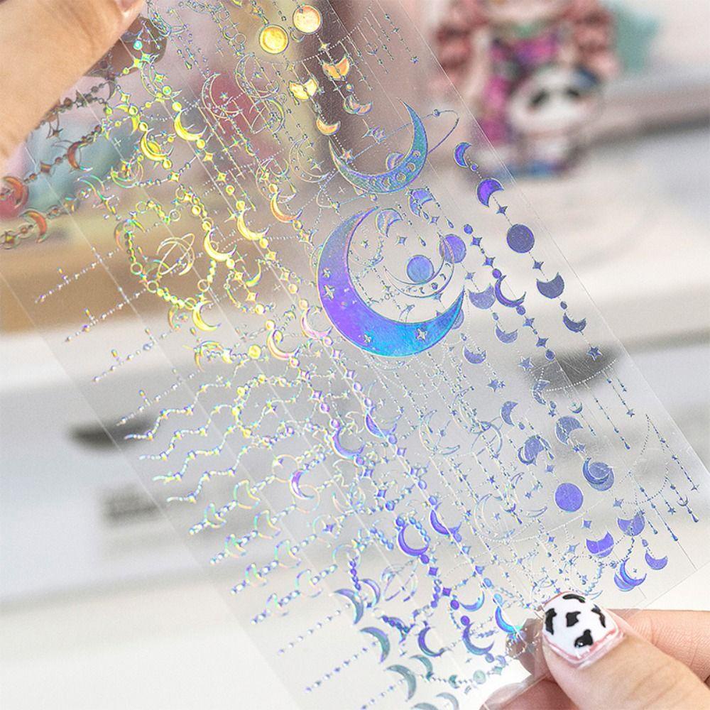 Mxbeauty Moonlight Butterfly PET Stiker Aesthetic Laser Silver Jurnal Laptop Album Label Diary Telepon Scrapbooking Akun Tangan Perekat Diary Stickers