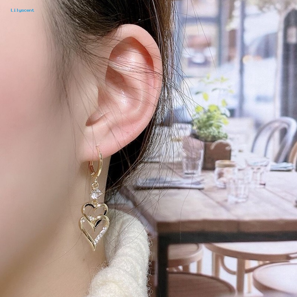 Lilyscent 1pasang Electroplating Menjuntai Anting Fashion Perhiasan Mempesona Berlian Imitasi Menjuntai Anting-Anting Gaya Korea