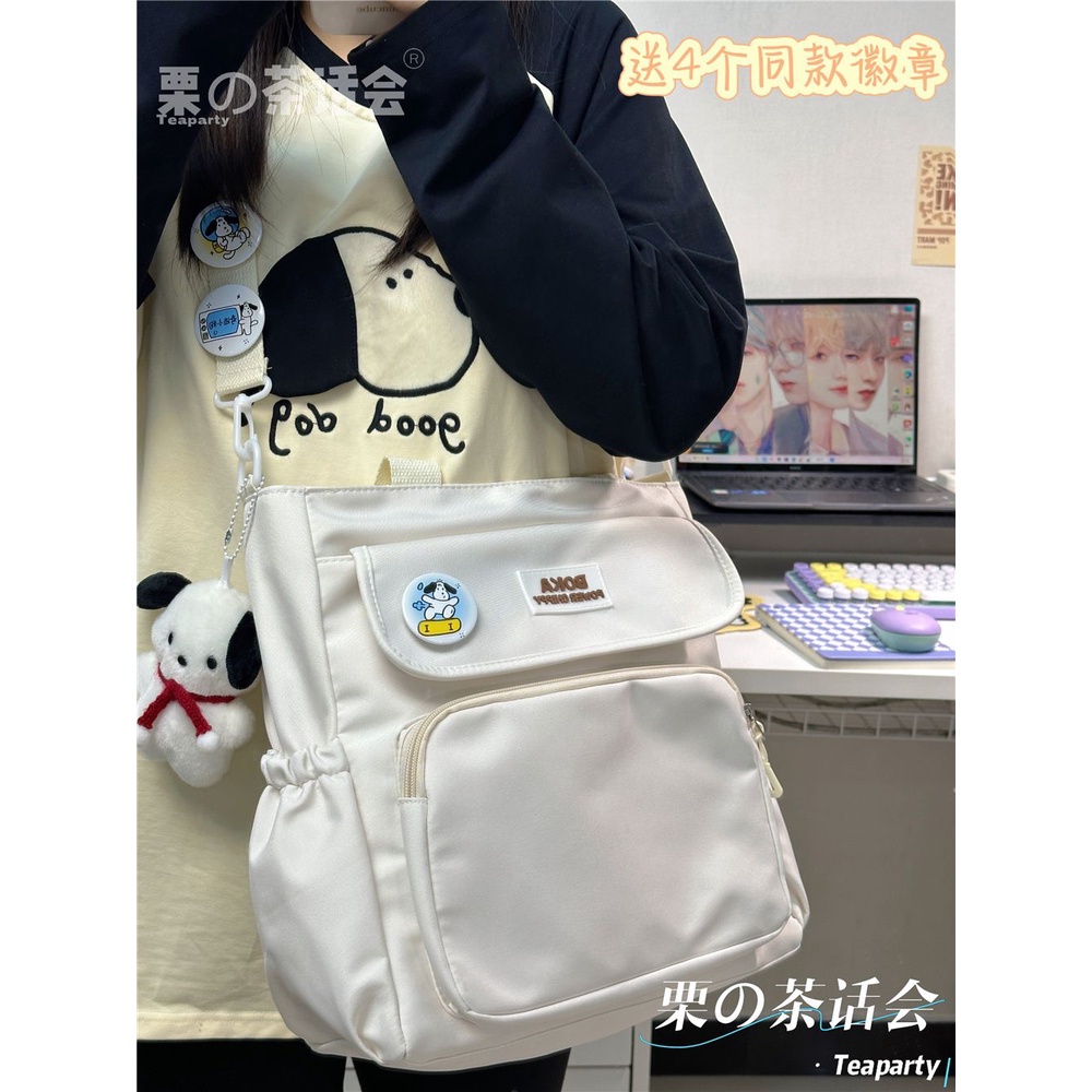 ஐ☽Sera  Toko Gadis Jepang College Angin Tas Gadis Kecil Segar Kapasitas Besar Messenger Tas Mahasiswa Kelas Komuter Tas Bahu