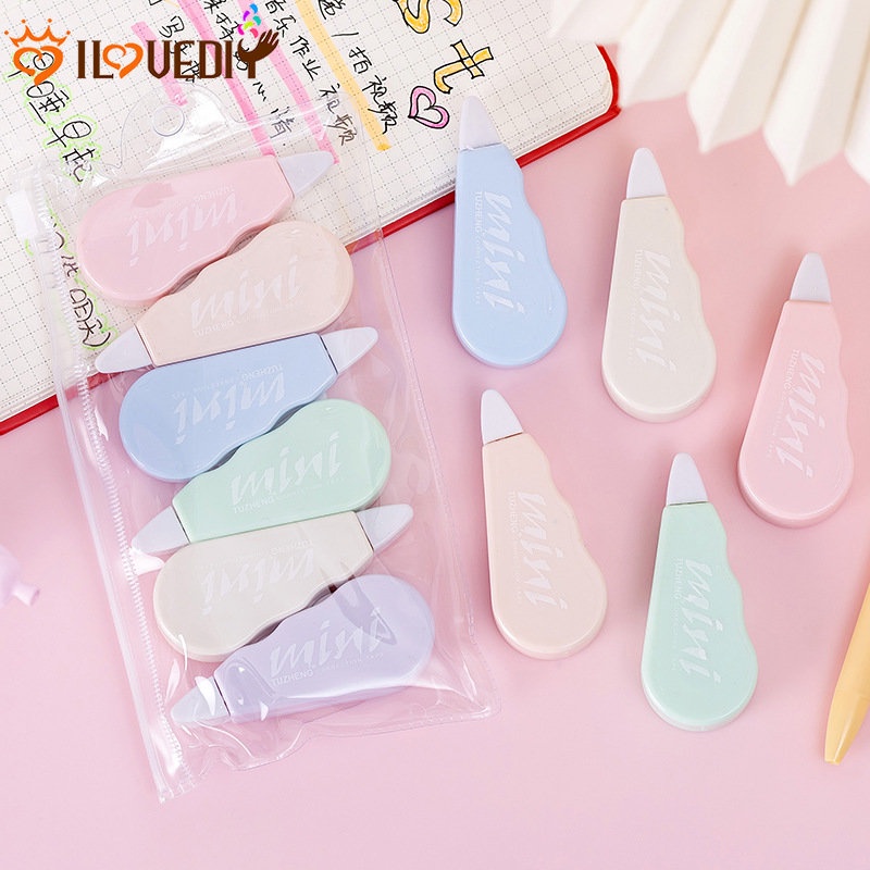 [Unggulan] 6pcs/set Mini Morandi Tape Koreksi Warna Perlengkapan Alat Tulis Kantor Sekolah Gadis Lucu Pita Koreksi Hati Siswa Kapasitas Besar Set Tape Perubahan