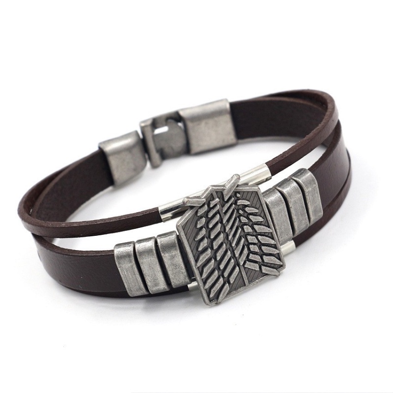 [Z H Perhiasan] Vintage Rock Mencolok Raksasa Kulit Asli Gelang Pria Dan Wanita Fashion Stainless Steel Multilayer Manik-Manik PU Gelang Punk Pesta Perhiasan Aksesoris