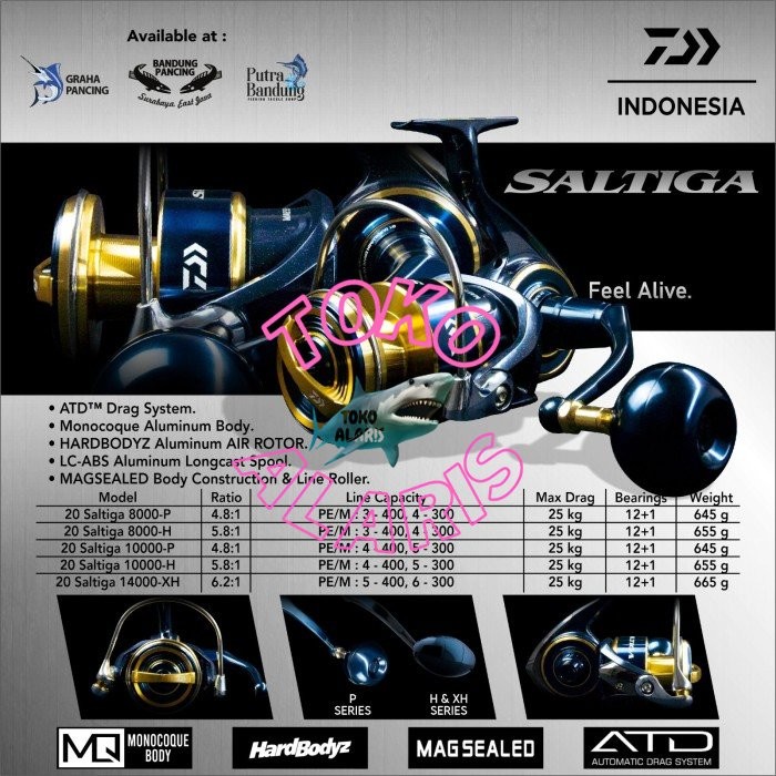 REEL DAIWA 20 SALTIGA SPINING - 8000P