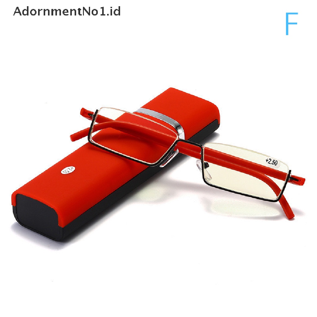 [AdornmentNo1] Kacamata Baca Setengah Bingkai Stainless Steel Untuk Pria Dan Wanita Frame Reading Rectangle for Metal Frame Glasses Anti-Reflective Unisex Presbyopia Eyewear Case [ID]