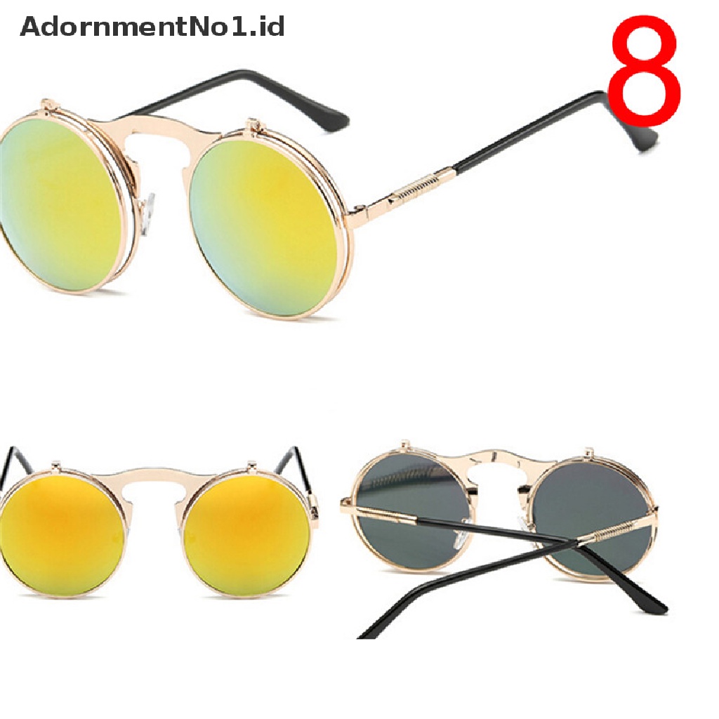 [AdornmentNo1] Fashion Retro Vintage Gothic Putaran Flip Up Sunglasses Steampunk Kacamata Baru [ID]