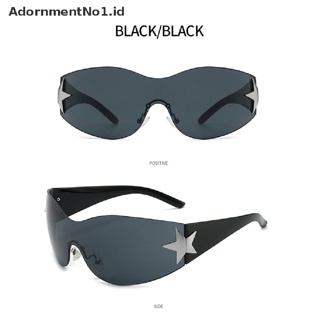 [AdornmentNo1] Punk One Piece Kacamata Hitam Shades Bintang Lima Wanita Fashion Olahraga Anti UV Kacamata Matahari [ID]