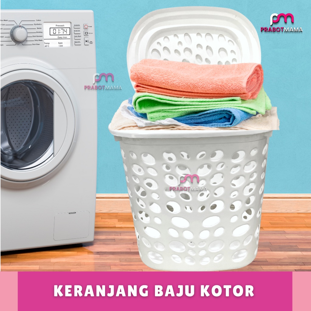 Laundry Basket Tutup Putih Helmut - Prabotmama / Keranjang Baju Kotor Aesthetic / Tempat Serbaguna