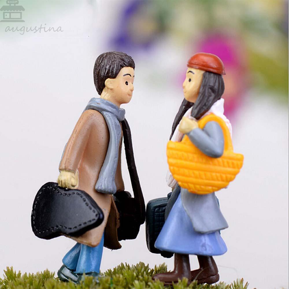 Agustina Miniatur Pecinta Pacar Kartun Rumah Boneka Lanskap Mikro Dekorasi Rumah Couple Boy Home Fairy Garden Figurines