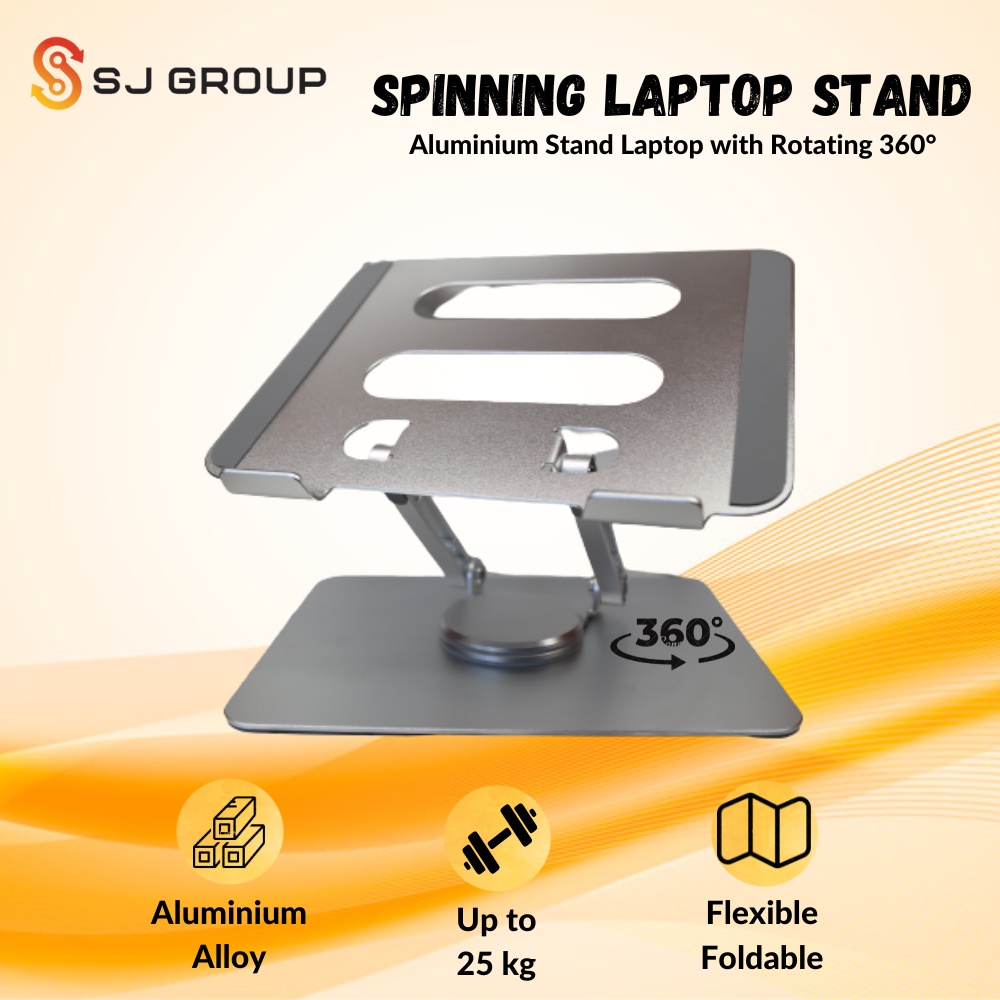 Spinning Laptop Stand Rotating Adjustable Holder Dudukan Putar Aluminium Alloy Metal