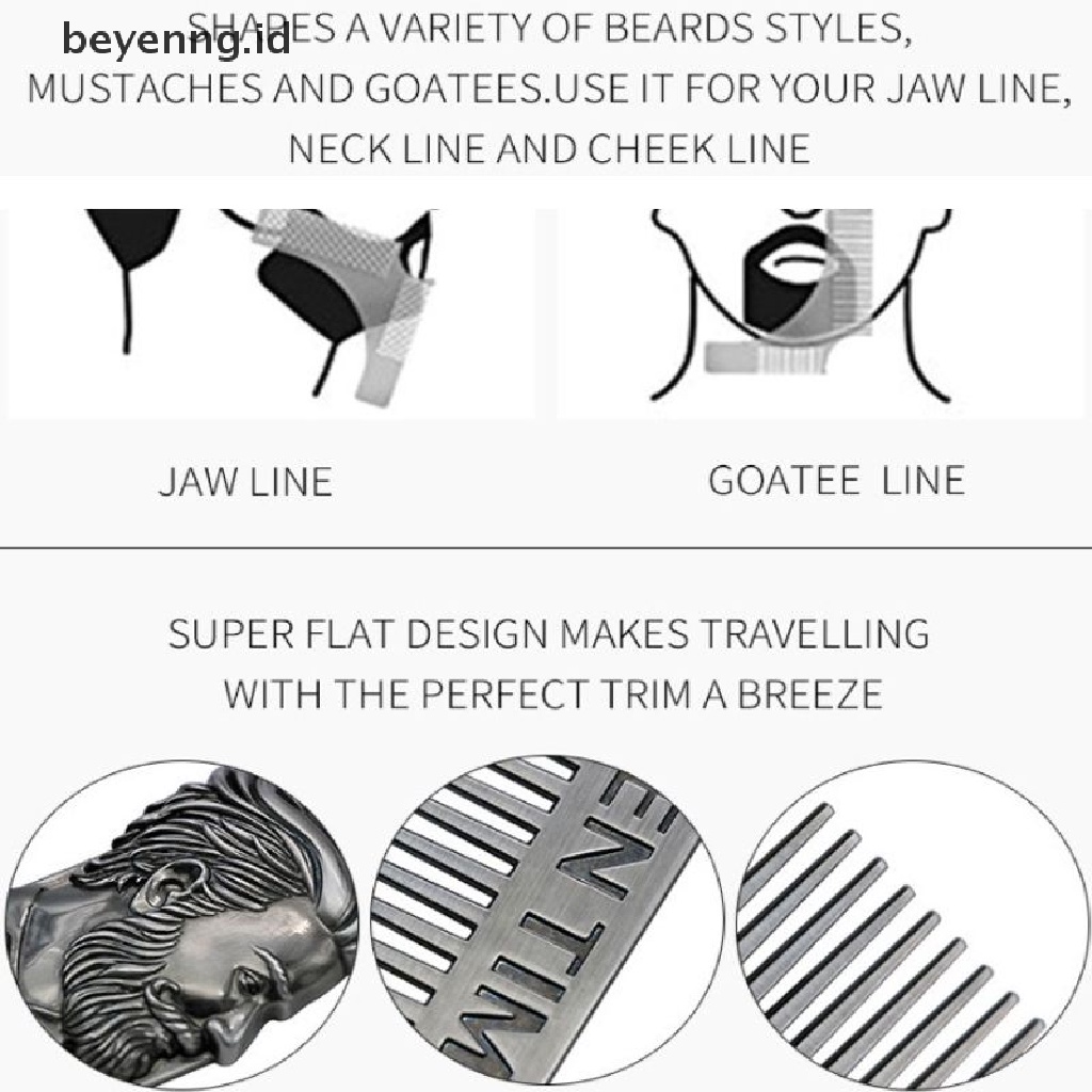 Beyen 1Pc Gentelman Barber Styling Alat Sisir Logam Stainless Steel Pria Jenggot Comb ID