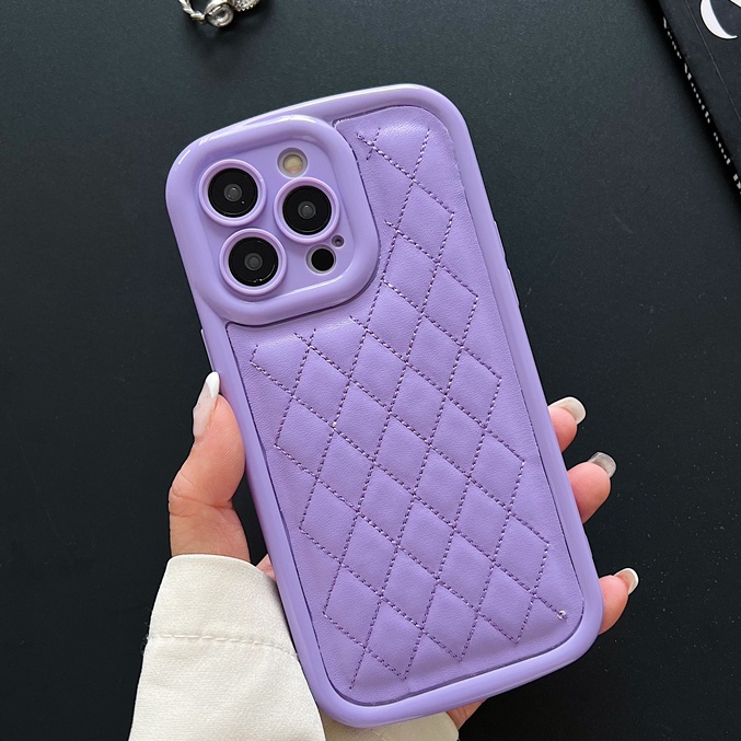 IPHONE Casing Kulit Serat Berlian Cocok Untuk Iphone14 13 12 Pro Max 14Plus All Inclusive Gaya Bisnis Casing Perlindungan Jatuh