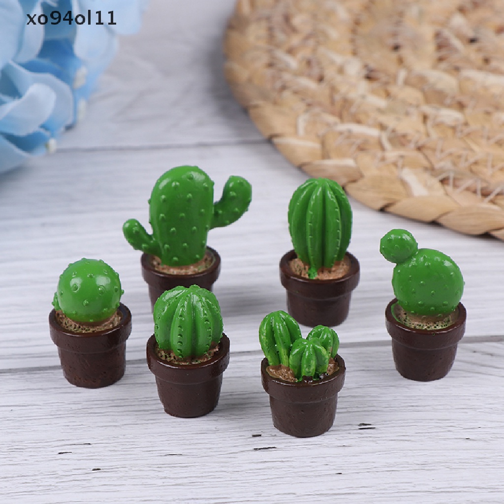 Xo 5pcs Rumah Boneka Miniatur Resin Kaktus DIY Tanaman Dekorasi Mainan OL