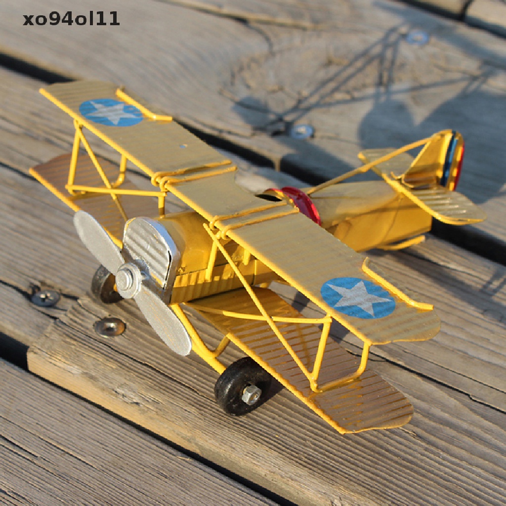 Xo Retro Metal Plane Model Kerajinan Ruang Tamu Kamar Tidur Ornamen Patung Pesawat OL