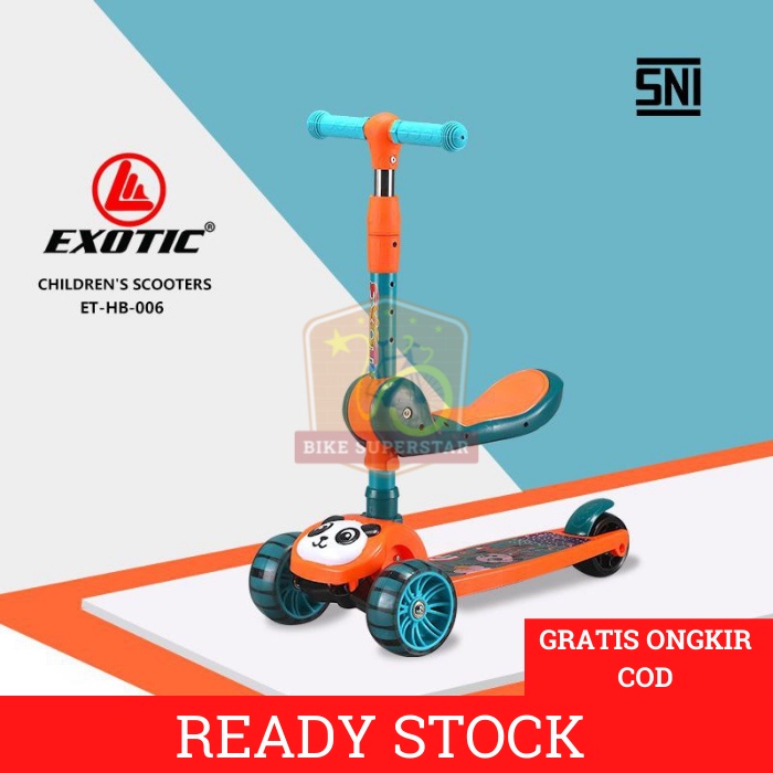 Scooter Skuter Otoped Anak Bangku Duduk Lipat Musik EXOTIC HB808