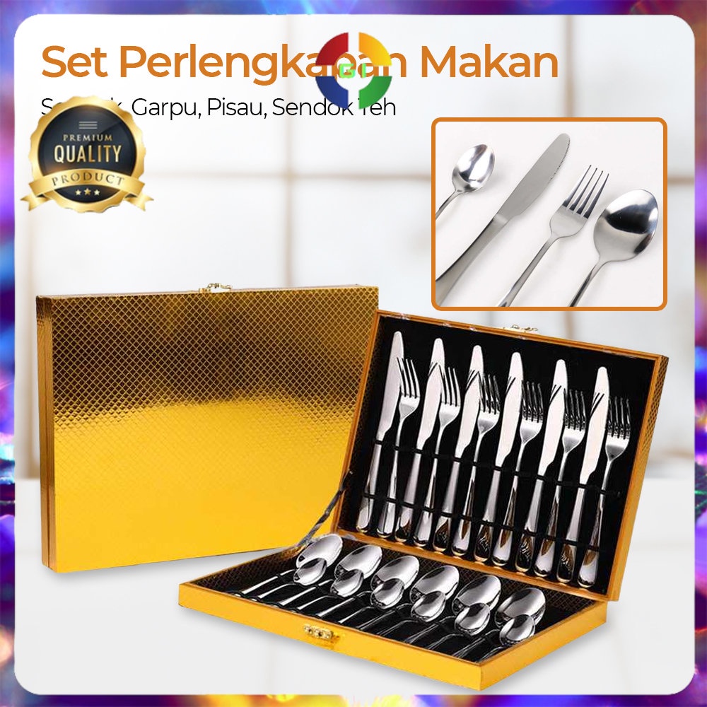 Perlengkapan Makan Sendok Garpu Pisau 1 Set 24PCS Stainless