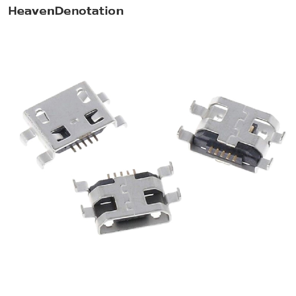 [HeavenDenotation] 10pcs Tipe B micro usb 5pin female charger mount Konektor jack port socket HDV