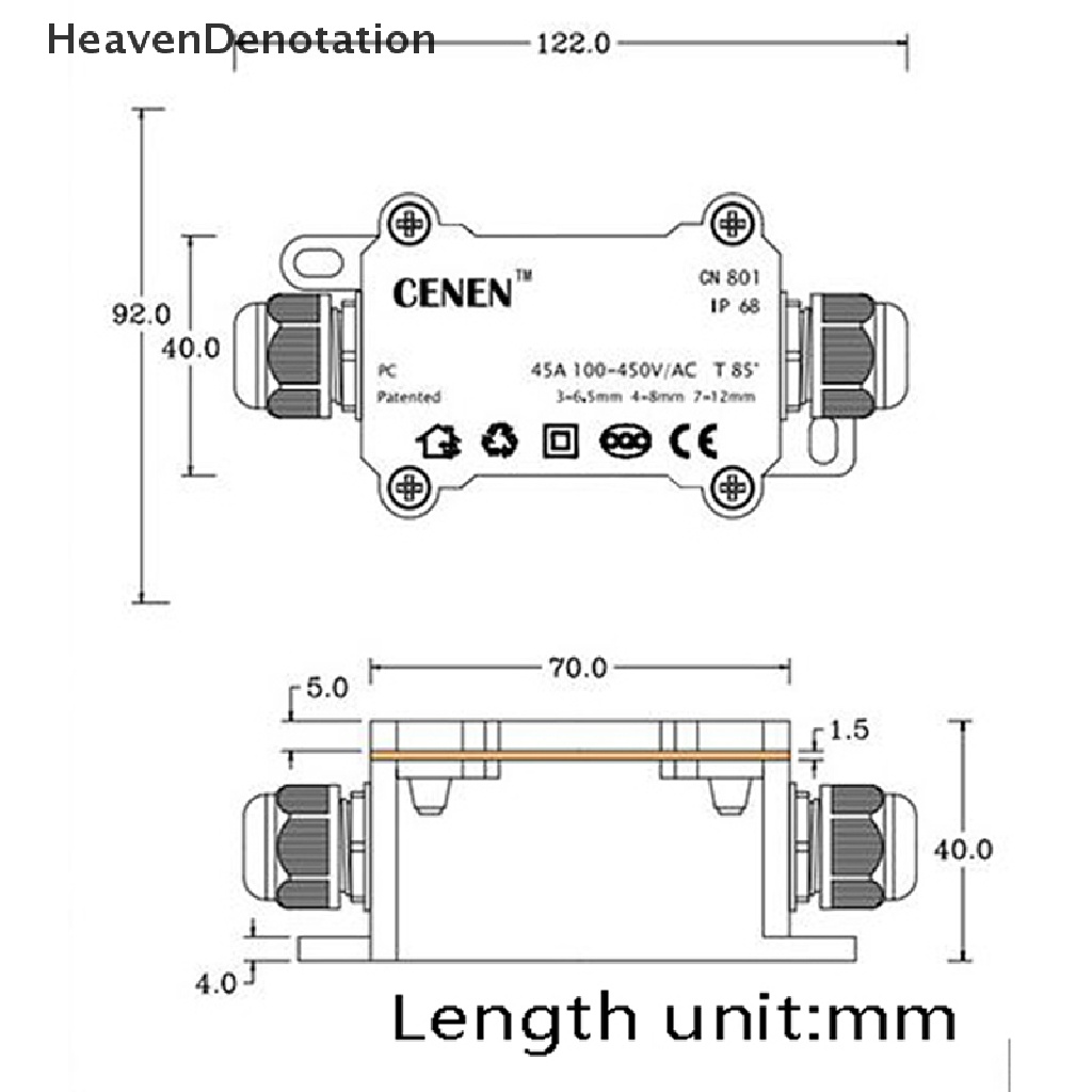 [HeavenDenotation] Kotak junction box Konektor Kawat Kabel Listrik IP68 Anti Air 2Way Untuk outdoor HDV