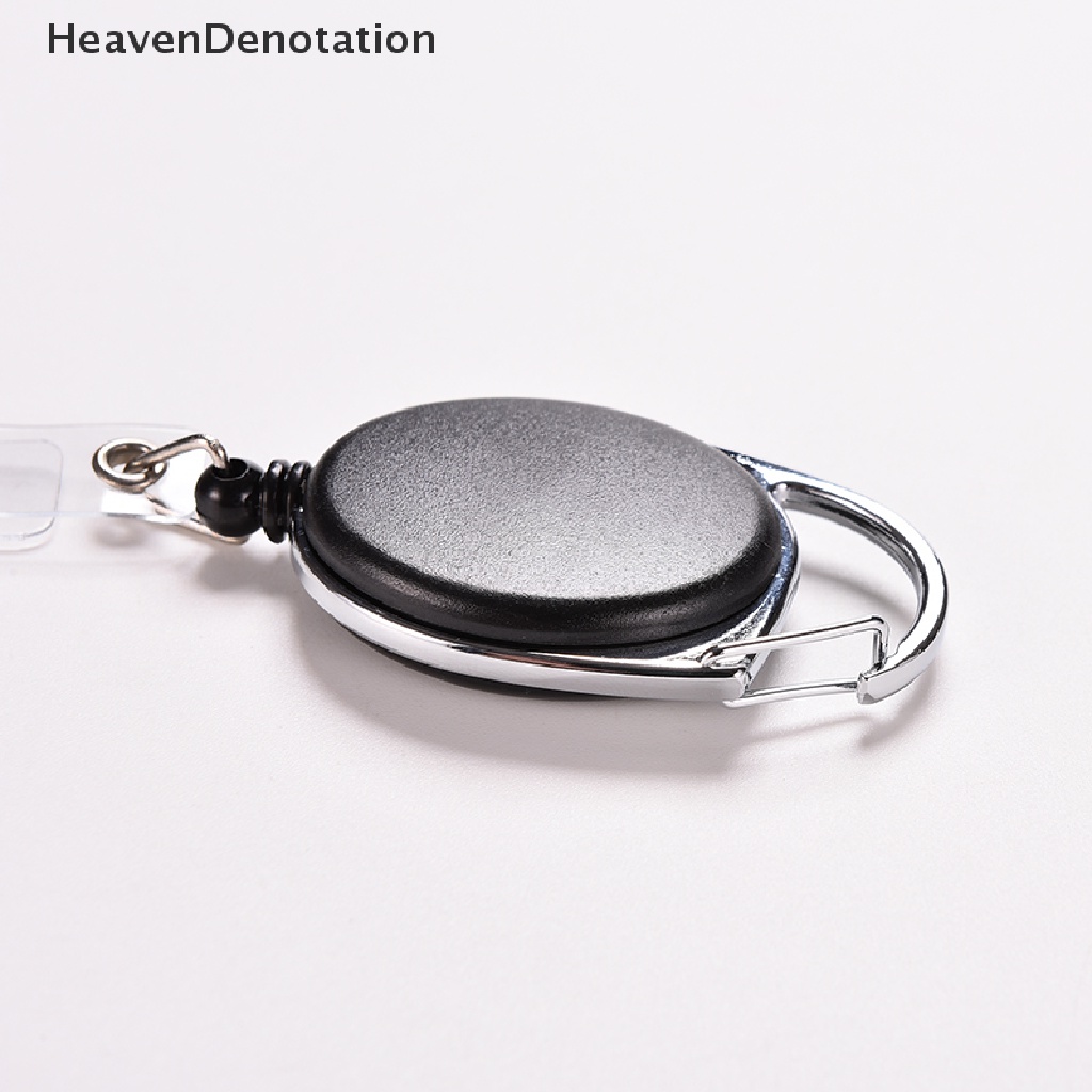 [HeavenDenotation] Recoil Dapat Ditarik ID Badge Lanyard Name Tag Kunci Card Holder Belt Klip Hitam HDV