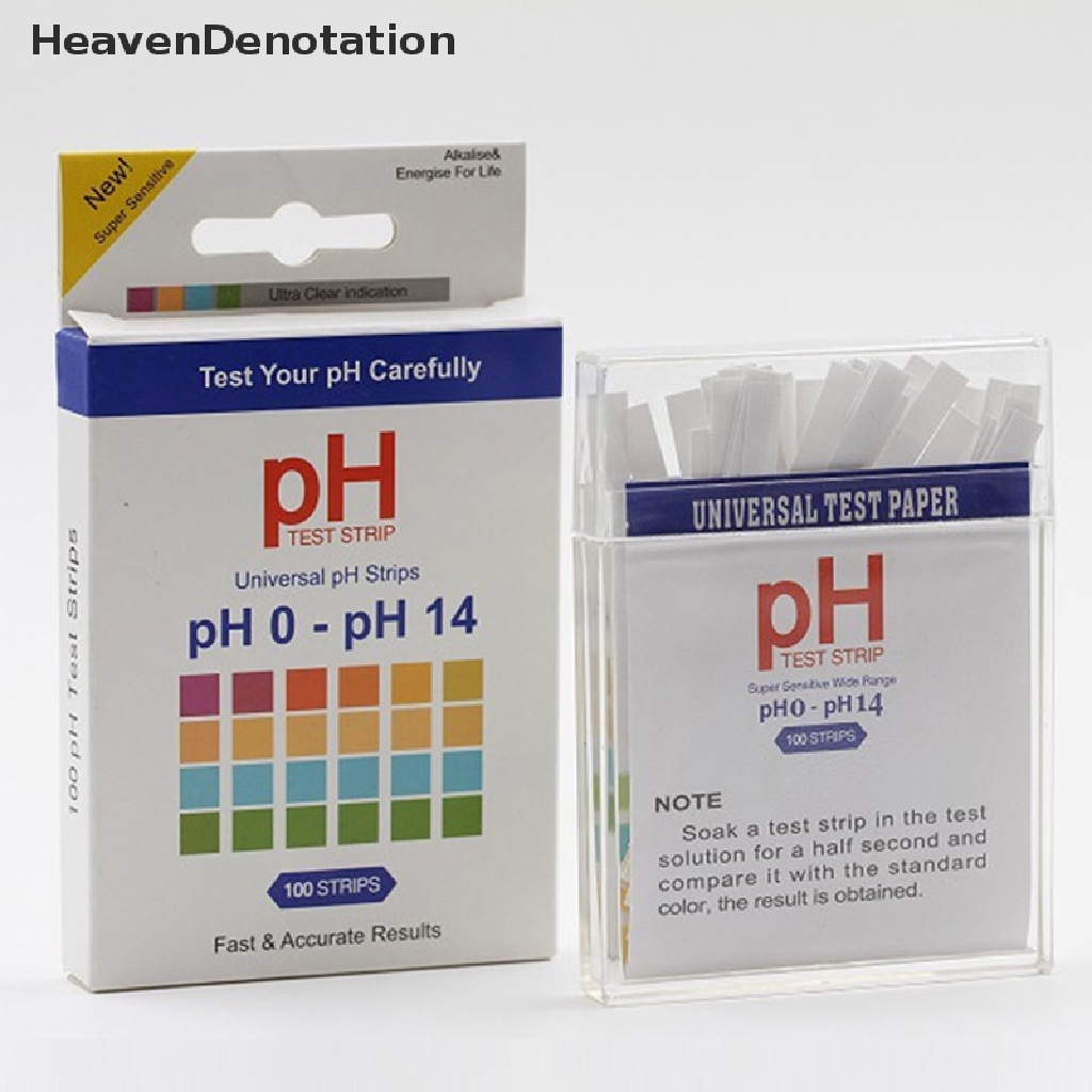 [HeavenDenotation] 100pcs PH0-14 Kertas Tes Laboratorium Rumah Tangga PH Test Strips Indikator Ilmiah Lakmus Asam Alkali Tesg PH Test Meter HDV