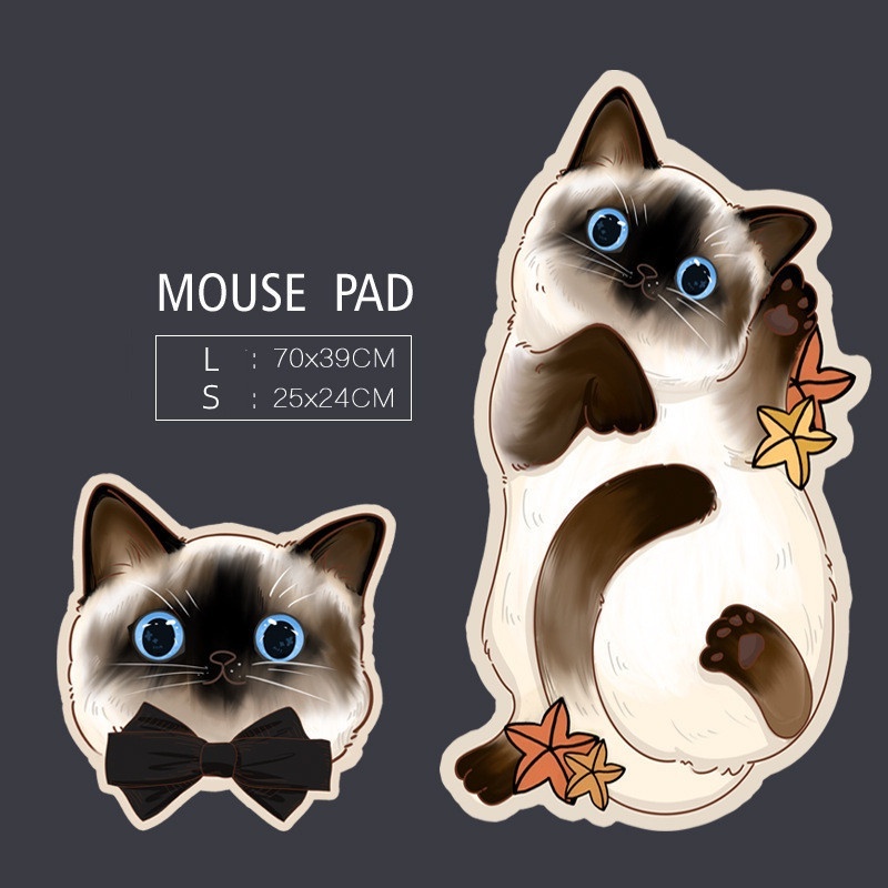 Siamese Cat Family Mouse Pad Alas Tikus Kucing Siam Kartun Hewan Mouse Pad Oversized Mouse Pad