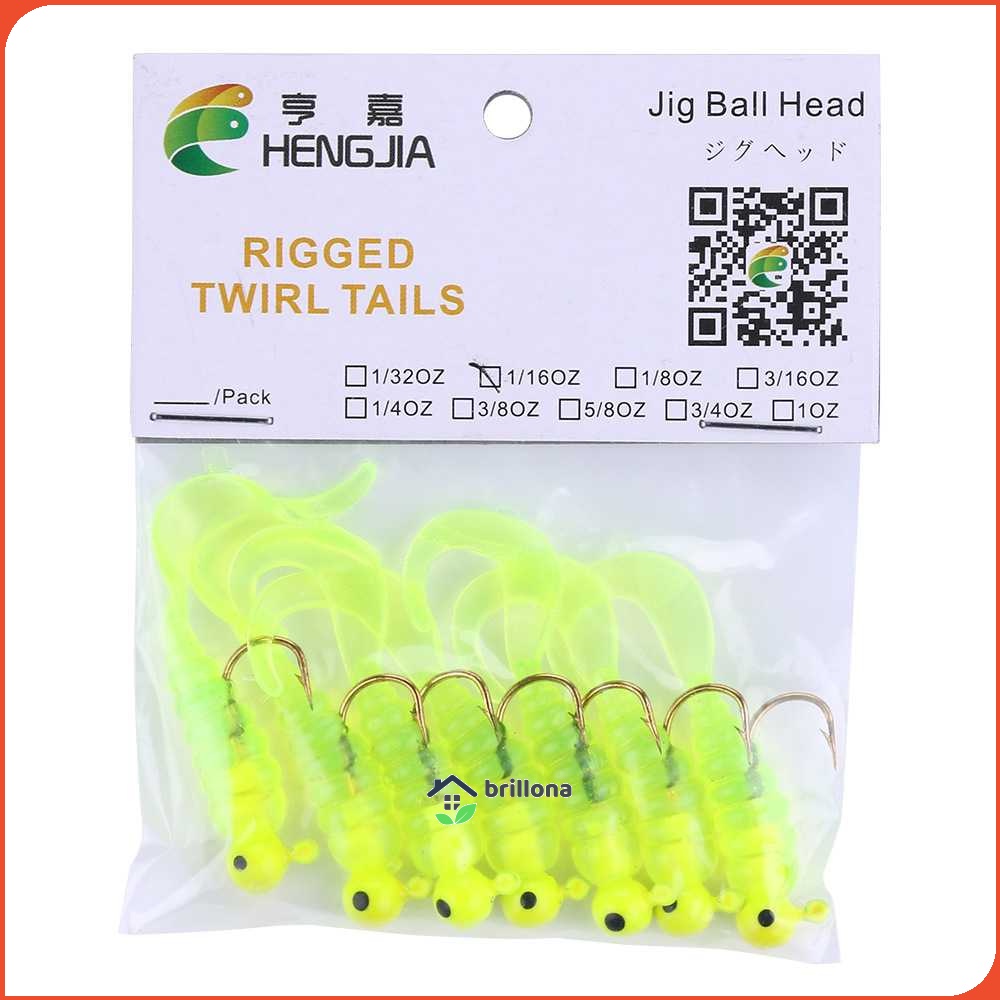 Hengjia Umpan Pancing Sea Bass Soft Bait Rigged Twirl Tails 1.75G 7PCS