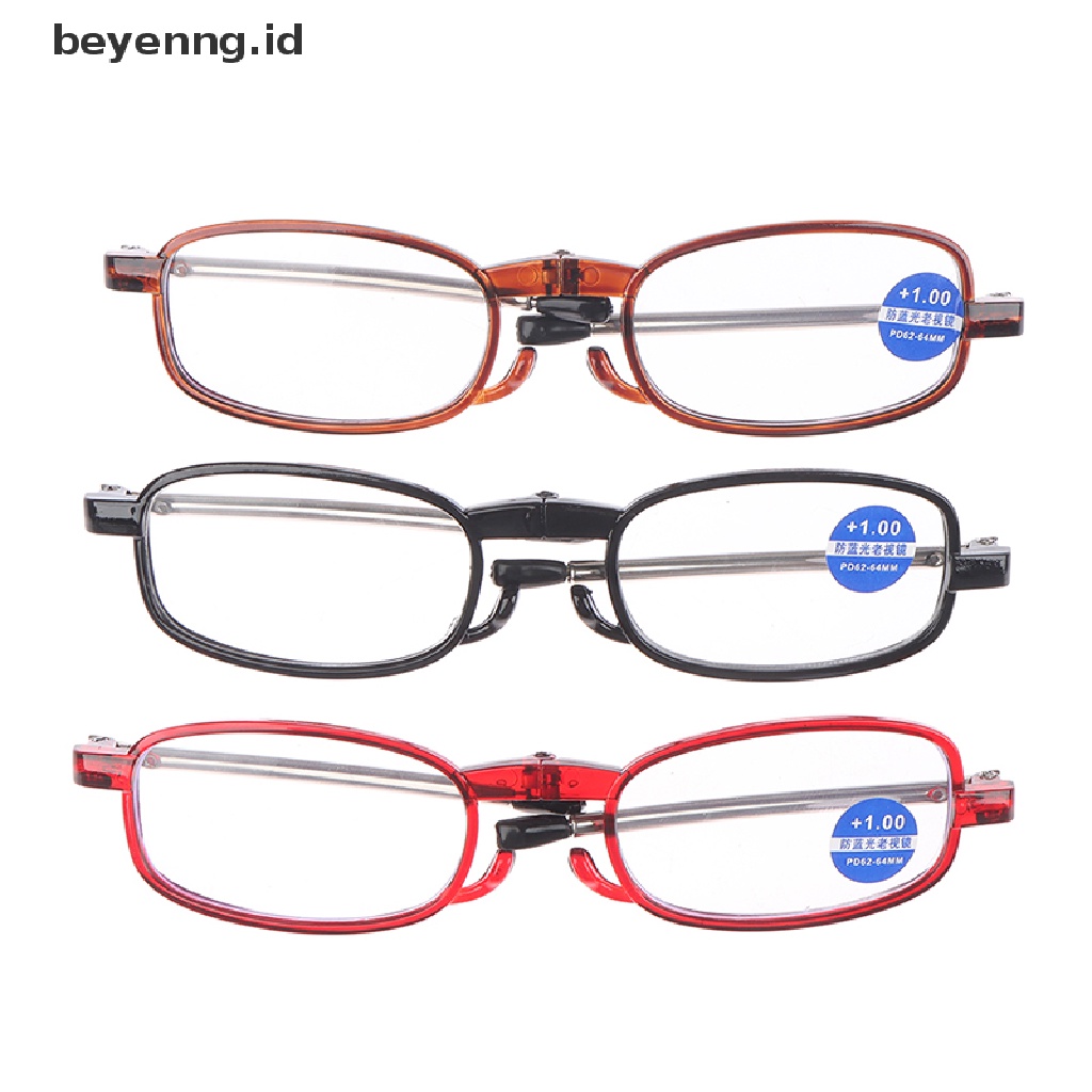 Beyen Kacamata Baca Blue Ray Pria Wanita Kacamata Lipat Frame Metal With Box Portable ID