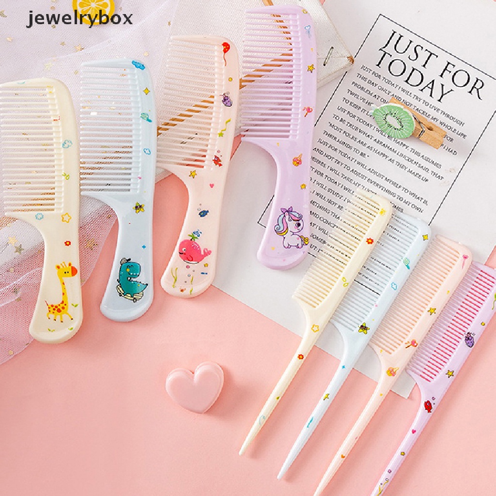 [jewelrybox] 2pcs/set Sisir Penata Rambut Anak Lucu Sisir Ekor Runcing Anti-Statis Untuk Butik Anak Perempuan