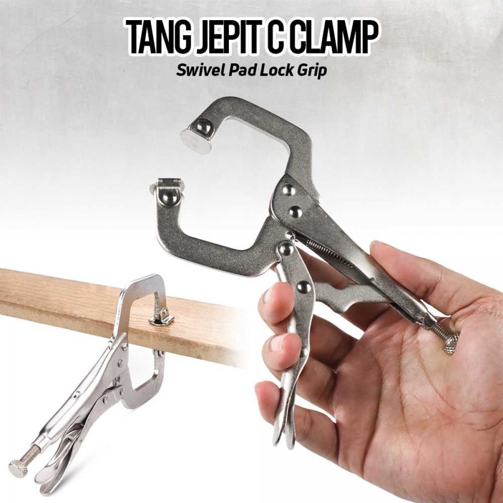 Penjepit Papan Tang Jepit C Clamp Swivel Pad Lock Grip