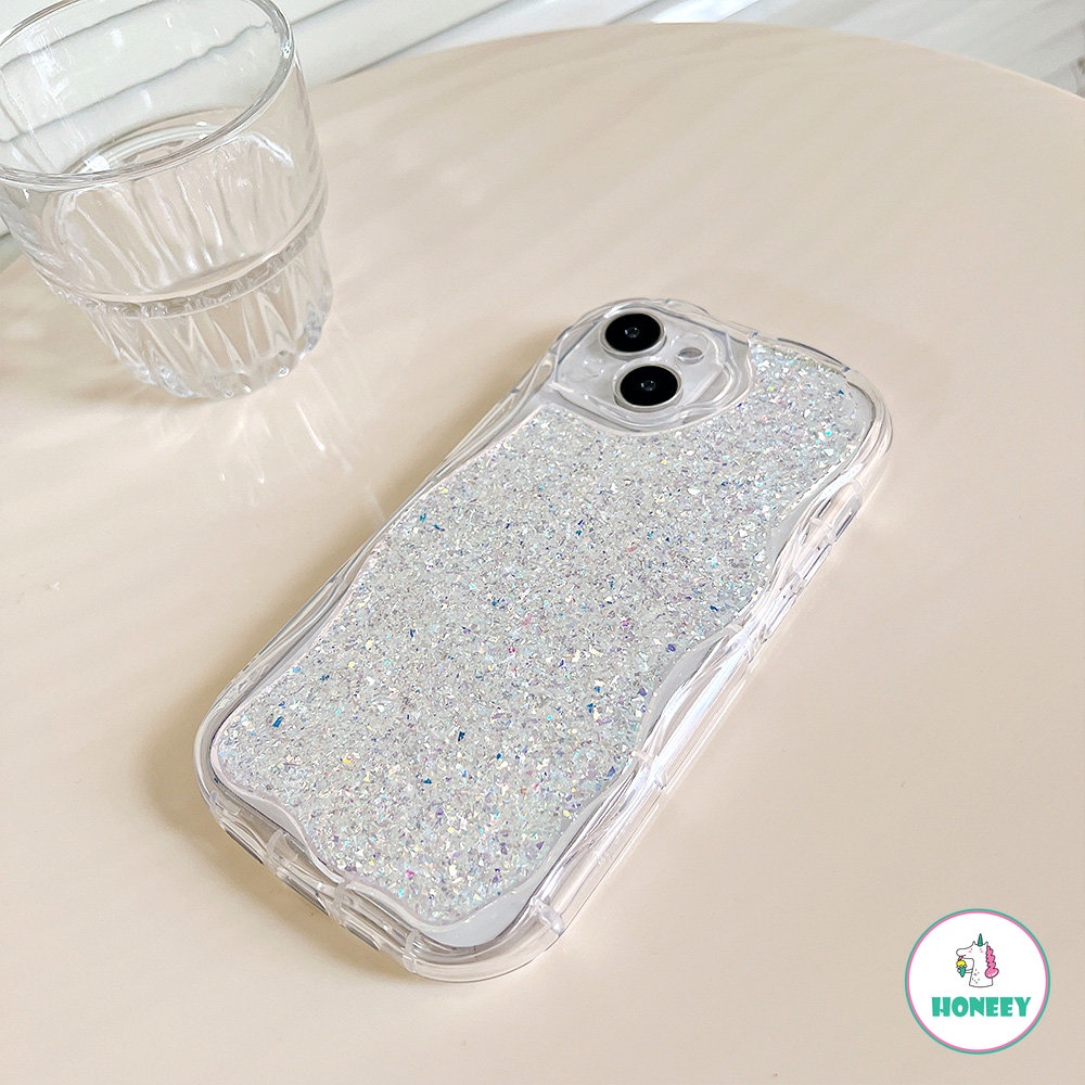 IPHONE Casing Ponsel Transparan Bling Glitter Mewah Untuk Iphone11 12 13 14 Pro Max 14plus X XR XS Max Drip Perekat Soft Cover