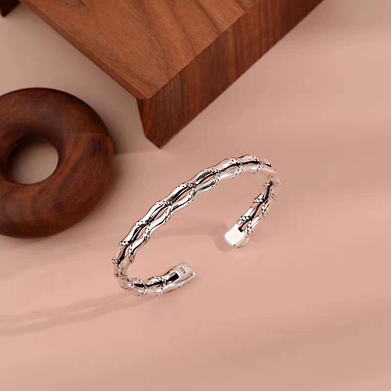 Gelang Simpul Bambu Lapis Ganda Bahan Alloy Fashion Untuk Pria