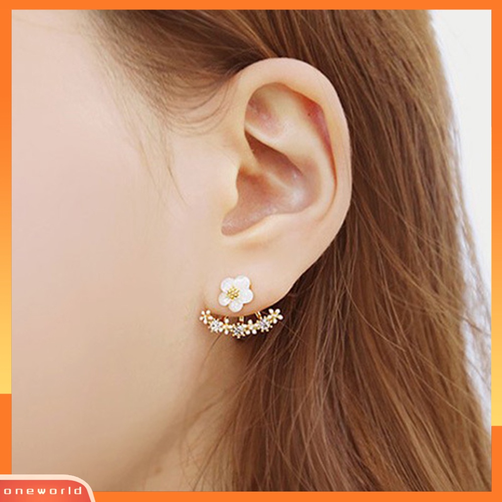 [EONE] 1pasang Anting Pejantan Kristal Imitasi Mewah Glitter Gaya Korea Fashion Krisan Hias Berlian Imitasi Anting Perhiasan Aksesori