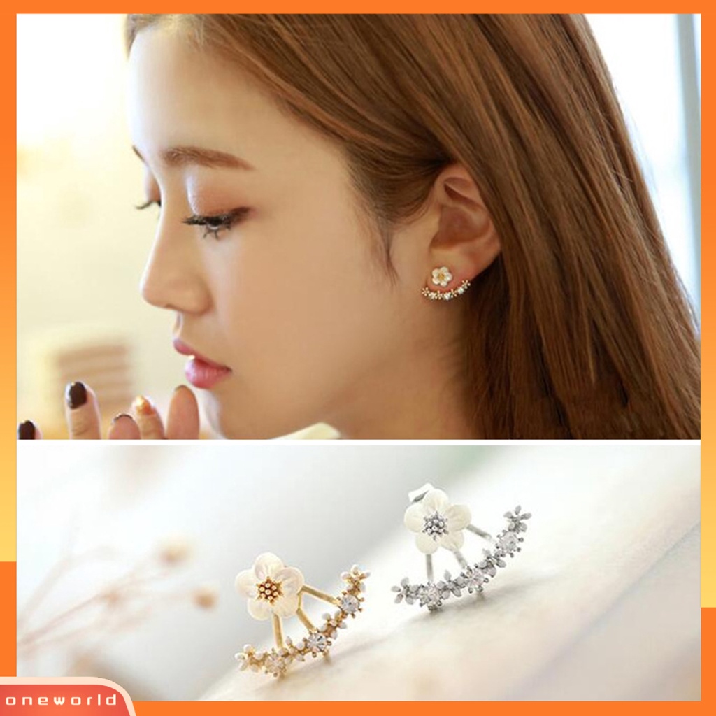 [EONE] 1pasang Anting Pejantan Kristal Imitasi Mewah Glitter Gaya Korea Fashion Krisan Hias Berlian Imitasi Anting Perhiasan Aksesori