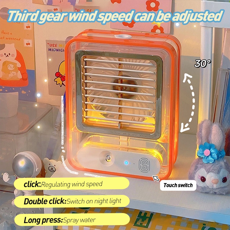 Mini Air Conditioner Air Cooler Dengan Night Light Portable Usb Charge Humidification Fan Electric Fans Desktop Fan