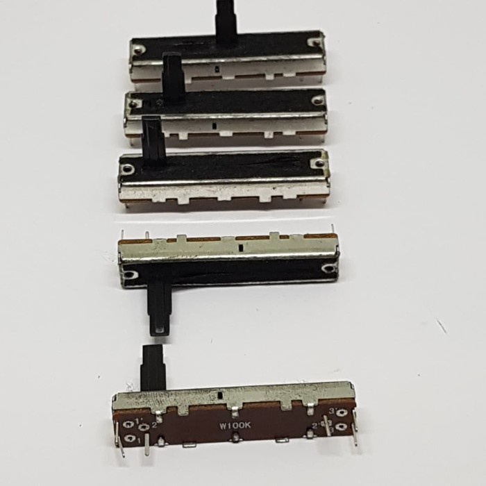 W100K 6Pin Stereo Slide Potentio 45mm Potensio Geser Stereo Besi