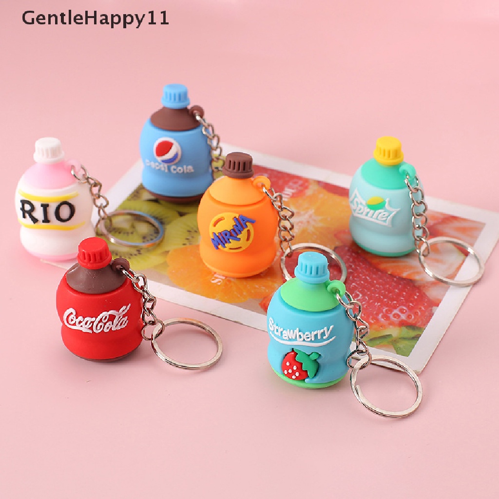 Gentlehappy 1Pc Kartun Botol Minum Gantungan Kunci Pepsi RIO Coca-Cola Key Chain Gantungan Kunci Mobil Cincin Siswa Tas Ransel Liontin Hadiah Anak Aksesoris Gantung id