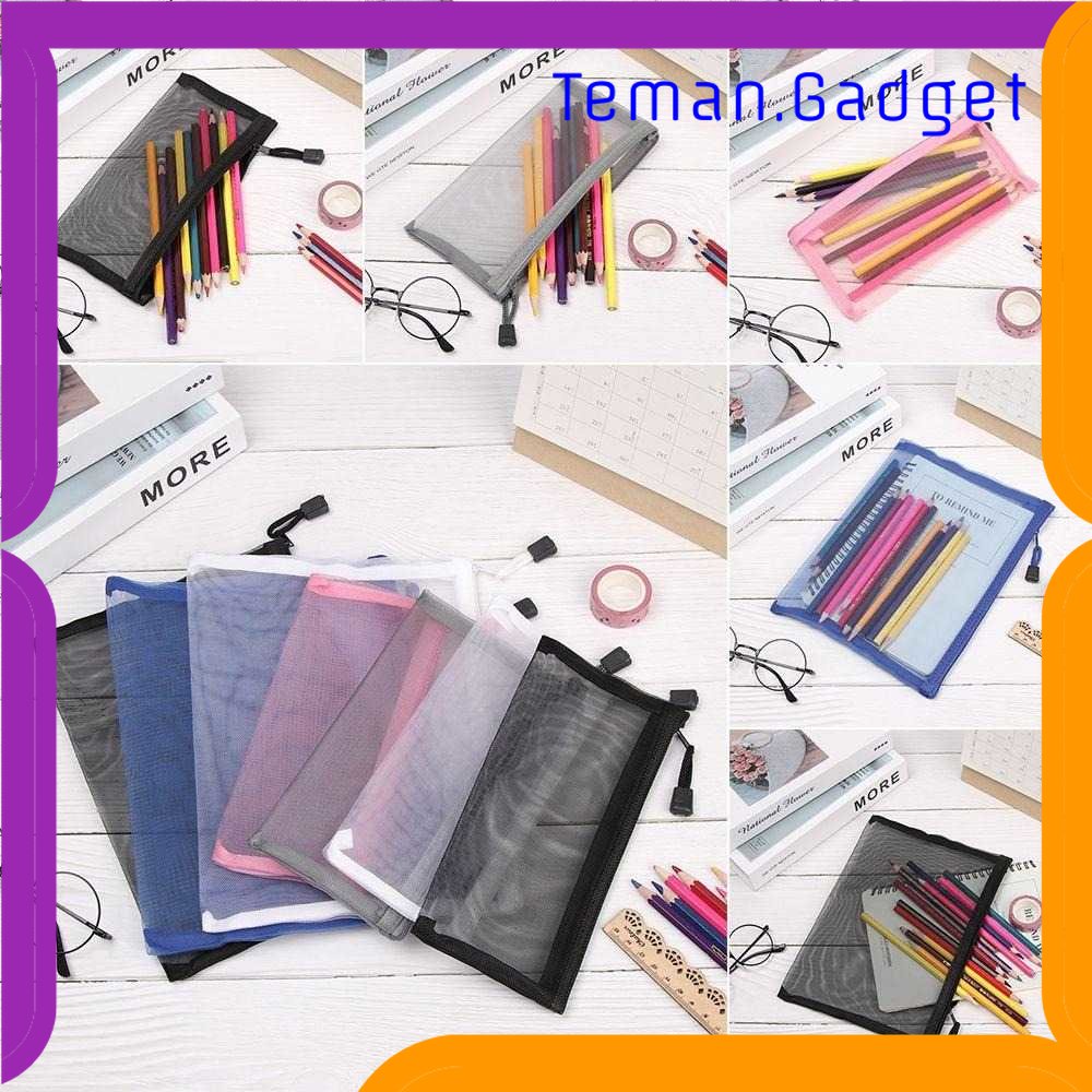 TG - ATK KOUZIO Tempat Pensil Jaring Transparan Document Organizer Zipper Bag - A465