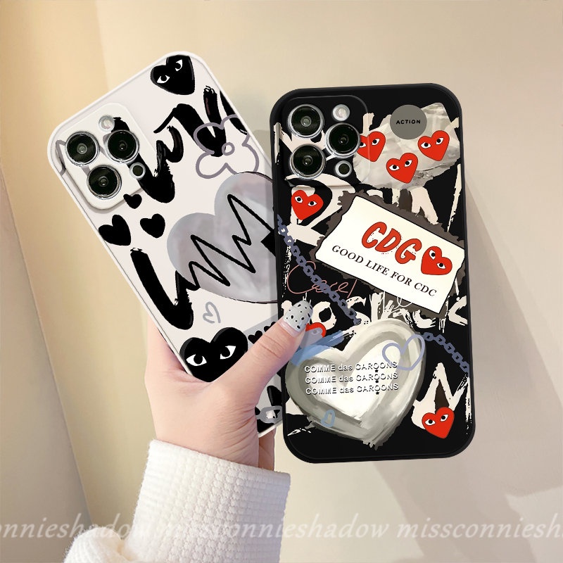 Infinix Hot10 12 11 9 Play Note 11 12pro 12 G96 8 12 2023 Hot 10Lite 11s 20s 11 9 8 12 12i 20 10t 10s Smart 4 5 6 Plus Comme des Garcons Lurus Tepi Love Hati Lembut Casing Tpu